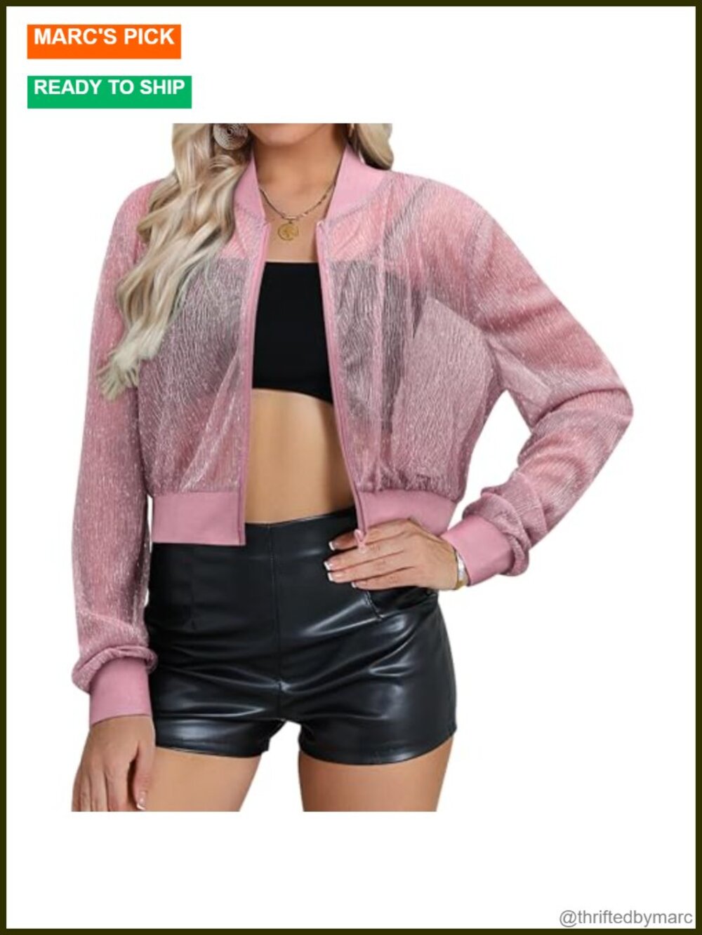 Sheer Mesh Sparkly Crop Jacket Zip Up Party Concert Rave Layering